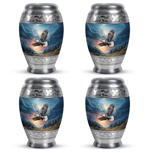 Image of Eagle Urn Tiny Urns for Human Ashes Adult Male Dad 3 Inch 4 Qty | Keepsake Urns for Funeral Decorative Burial Urn