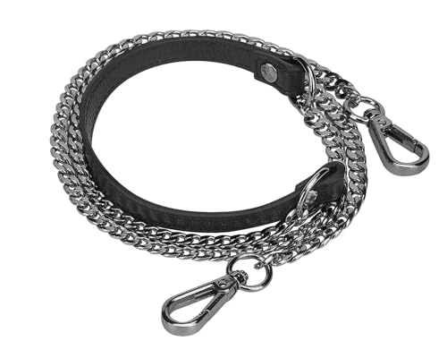 VanEnjoy 12MM Replacement Chain & Genuine Leather Shoulder Crossbody Straps for Handbags Purse Bags (Black-Gun Metal)4