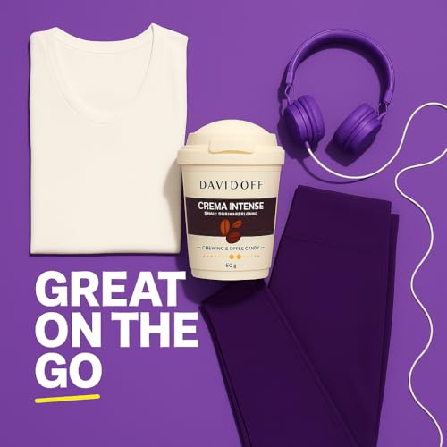 Image of Davidoff Chewing Coffee Chewy Candy Combo Pack By Cougar - Rich Aroma (15% Coffee Powder) & Crema Intense (13% Coffee Powder) - Long-Lasting Premium Coffee Taste Chewy Candy, Intensity 8 & 5, 50g x 2 Cups (Imported-GER)