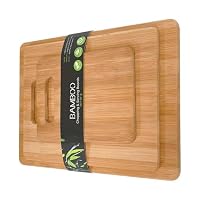 Clevinger 3-Piece Bamboo Cutting Board Set,Reversible Wooden Cutting Board Set Serving Tray with Handles,Thick Chopping Board for Meat Fruit Veggies Cheese,Easy to Clean (3-piece Set)