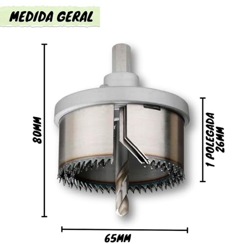 Jogo Kit Serra Copo 7 Pç Madeira MDF Drywall Compensado 26mm 1” de 26 – 63mm