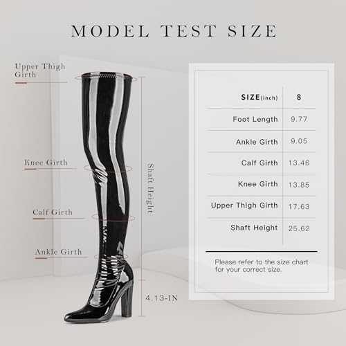 WSKEISP Thigh High Boots for Women Gogo Boot Heeled Over The Knee High Patent Leather 70s Long Tall Boots3
