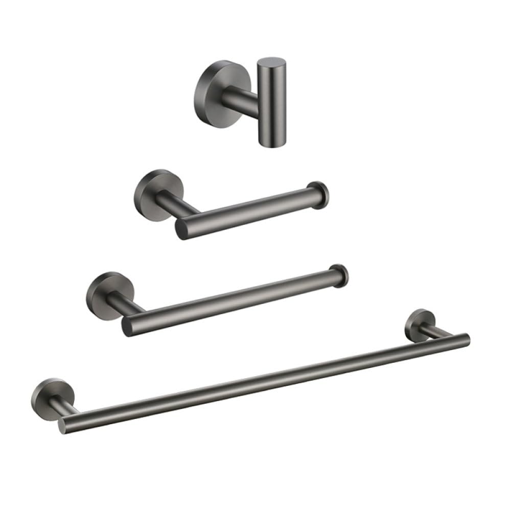 Juego de accesorios de baño de 4 piezas, kit de accesorios de baño de montaje en pared para decoración moderna de baño, incluye toallero, soporte para papel higiénico, gancho para bata y estante