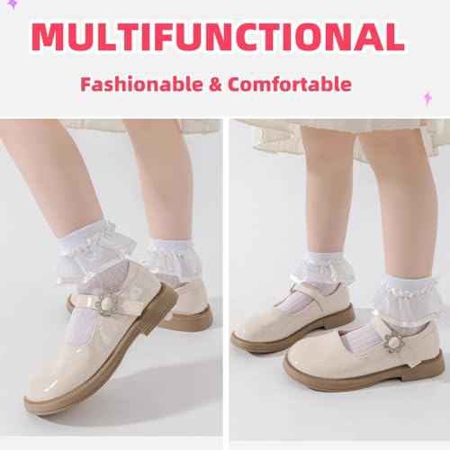 Girls Ruffle Socks Toddler Cute Double Lace Turn Cuff Frilly Dress Socks White Ruffles Little Baby Girl Kids4