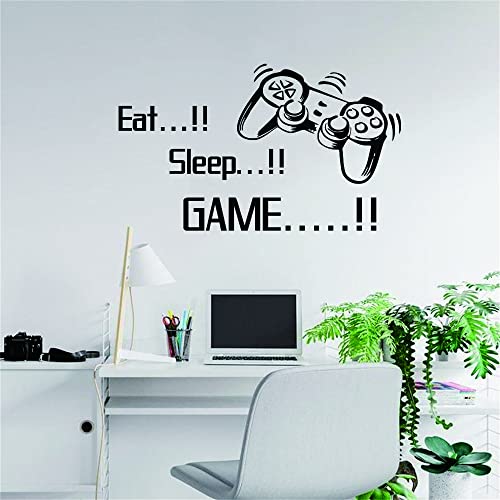 Anfrjji Gamer Wall Decor (Effect Size:22"X13"Inch) Eat Sleep Game Wall Decal~Video Game Wall Decor~Gamepad Decoration~Gaming Decals (Black-Jwh330-Gamepad) #TOP5
