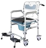Verstellbarer Toilettenstuhl mit rutschfesten Rädern, Bremsen und abnehmbarer Rückenlehne für ältere Menschen und Schwangerschaft