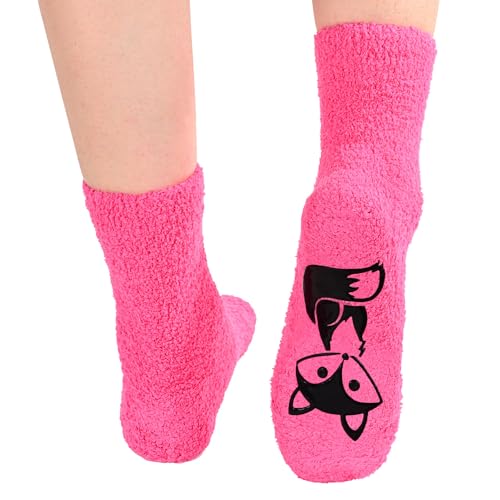 Image of HAPPYPOP Funny Socks for Women - Cute Monkey Fox Panda Fuzzy Socks, Animal Lover Gifts