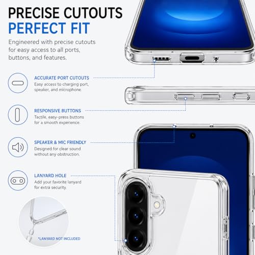 Image of DIZORO Case for Samsung Galaxy A57 5G, Military Grade Drop Protection Phone Case, Yellowing Resistant, Anti-Scratch Hard PC Back, Shockproof Hard Ultra-Thin Protective Cover, Clear