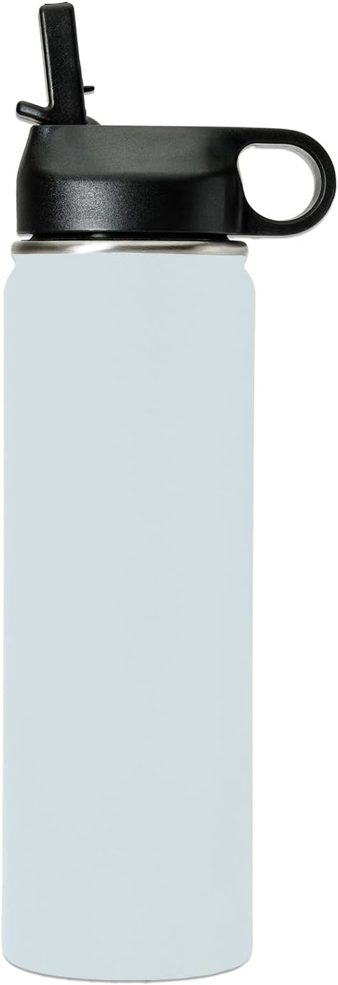 LaserGram Personalized Water Bottle, Peace Sign, Stainless Steel Double Wall Vacuum Insulated with Flip Top Straw, Custom Engraved Gift (20oz / 590ml Light Blue)