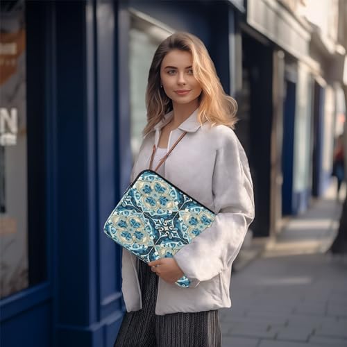 Funda para laptop 13-14 pulgadas con diseño Talavera azul miniatura 7