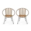 Great Deal Furniture Winnie Outdoor Wicker Dining Chairs (Set of 2), Light Brown and Black 41SYn64N6GL. SS100