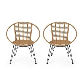 Great Deal Furniture Winnie Outdoor Wicker Dining Chairs (Set of 2), Light Brown and Black 41SYn64N6GL. SS280