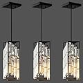 Esfos Black Pendant Lights Kitchen Island 3 Pack, Mini Crystal Chandeliers, Modern Pendant Lights Ceiling Lighting Fixtures for Kitchen Island, Dinning Room, Bedroom