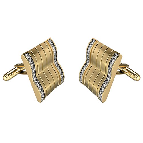 JEWELS FORUM Yellow Gold Diamond Cufflinks for Men in 10K