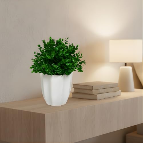 Image of fancymart Artificial Plant Hackleberry Green Bunch in Pot - 22 cm Height, Perfect for Tabletop Decoration | Ideal for Home & Office Decor