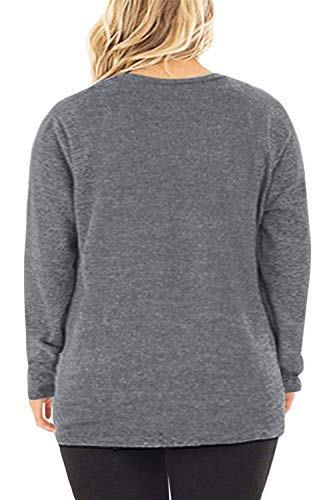 Image of DOLNINE Womens Plus Size Knotted Tops Long Sleeve Tee Shirts Loose Casual Blouse