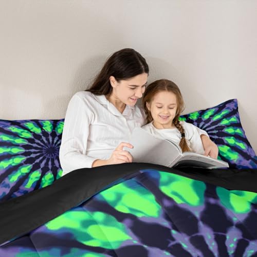 Image of Feelyou Tie Dye Comforter Set Queen Size 3Pcs for Kids Boys Girls