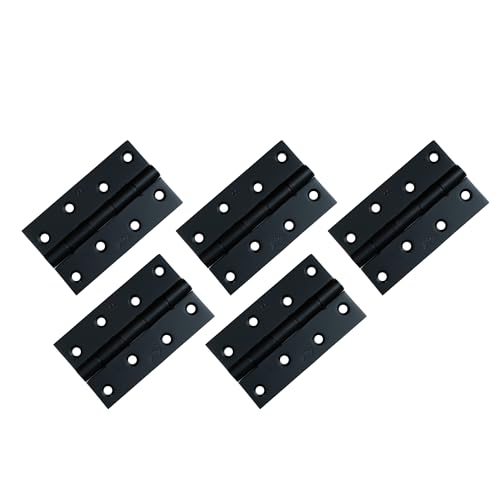 Image of Godrej Door Fittings | 4 inch x 12 Gauge Plain Joint Door Butt Hinges (Pack of 1, 5 Pcs /Pack) | Matte Black Finish, Smooth Operation | 4 Holes Kabza for Heavy Duty Door, Home, Office | 1 Yr Warranty