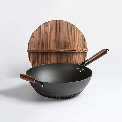 Wok de hierro fundido sin recubrimiento 32 cm miniatura 1