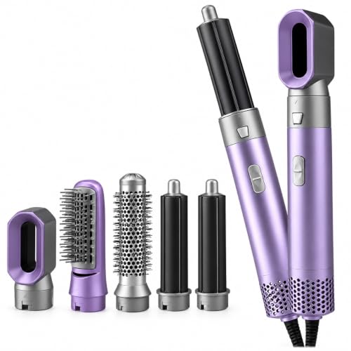 Image of Drumstone 𝟏𝟓 𝐘𝐞𝐚𝐫𝐬 𝐖𝐚𝐫𝐫𝐚𝐧𝐭𝐲 5-in-1 Hot Air Hair Styler for All Hair Types for Drying, Straightening, Volumizing & Styling, Professional Performance Hair Styler (Violet)