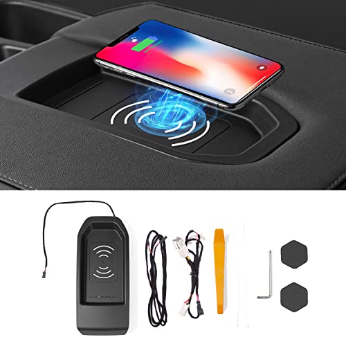 Xipoo Fit Chevrolet Silverado GMC Sierra Wireless Charger Tray Center Console Wireless Charging Pad 15W Fast Wireless Phone Charger for 2019-2022 Chevy Silverado Accessories(Fit Jump Seat, 2019-2022)