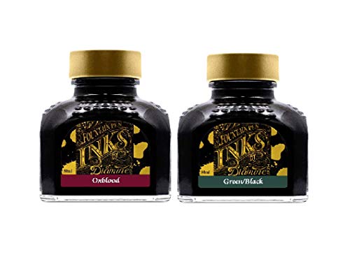 Diamine - Inchiostro Per Penna Stilografica Da 80 Ml, Confezione Da 2 - Oxblood E Verde Nero