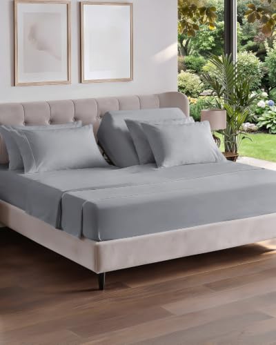 Image of Flex Top Split Head King 6 Piece Sheet Set - Soft & Cooling - Steel Blue