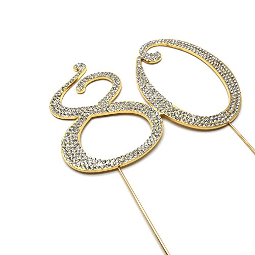 World of Sparkles 12cm Curly Cake Toppers with Clear Diamante Rhinestones Diamonds with Gold Base for Anniversary, Birthday Kids Children Adults Party Shows Functions