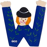 Holzbuchstaben Name Kinderzimmer groß Deko für die Tür, lustige Clowns, A-Z, Höhe ca. 9 cm, Holz Buchstabe 7361 (W)