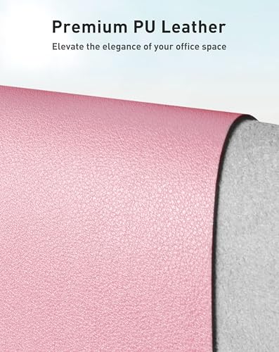 Image of Aothia Faux Leather Desk Mat - Large Mouse Pad, Non-Slip PU Leather Blotter, Waterproof Writing Surface for Office and Home (Fairy Pink, 63 inch x 24 inch)