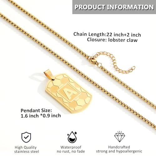 Soccer Initial A-Z Dog Tag Necklace for Men Soccer Charm Pendant Stainless Steel Chain 22+2 Inches Personalized Sports Athletes Jewelry Soccer Gift for Men3