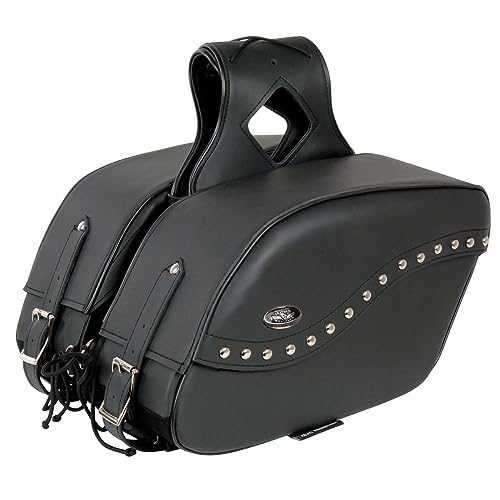 Image of Milwaukee Leather Studded Throw-Over Motorcycle Saddlebags - Synthetic Leather - Universal Fit - Zip-Off - Large
