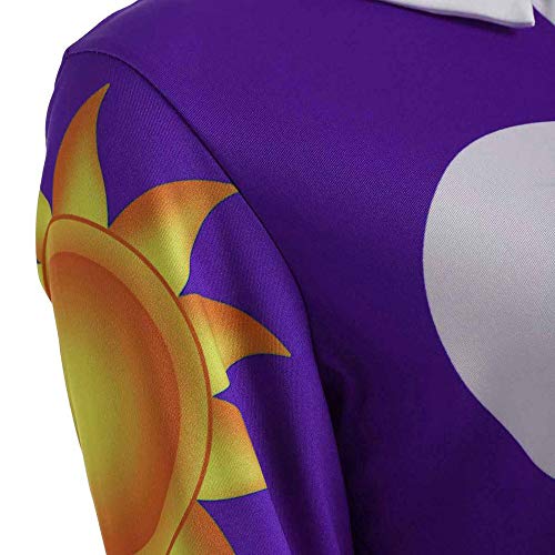 Women Vintage Peter Pan Collar Long Sleeve Print Button Swing A-Line Party Dress Casual Skater Dress(Purple,Medium) #TOP2