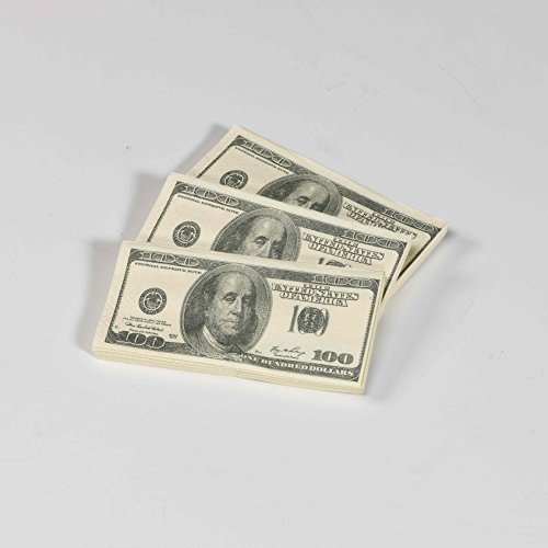 Mouchoirs dollar argent en papier 12 pièces format 2x4 pouces pour fête insolite