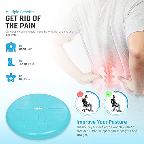 Wobble-Cushion-Physio--Extra-Thick-Inflatable-Balance-Cushion-Disc-for-Core-Strength-Sitting-Posture-Improves-Balancing-Perfect-for-Trainers-33cm-Kids-Cushion-With-Exercise-Manual-Pump