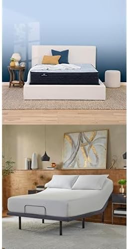 Serta Perfect Sleeper Enhanced 12" Firm Full Mattress baselogic Level 3 Full Adjustable Base Bed Frame - Cooling Gel Memory Foam & Pocket Innersprings with Head & Foot Adjustability