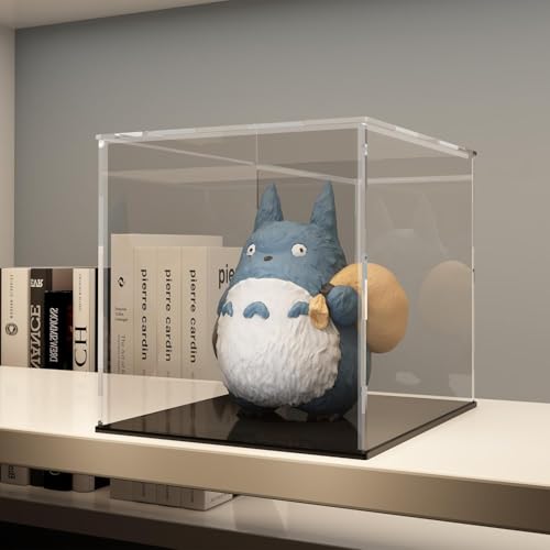 Image of Premium Acrylic Display Case for Collectibles, Action Figures & Toys | Transparent Dustproof Display Box with Black Base (9 inch L x 9 inch W x 9 inch H)
