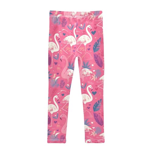 KLL Pink and White Color Flamingo Illustration Toddler Girls Legging Fashion Full Length Pants Sports2