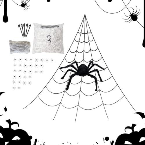 Ragnatela Halloween - Set Decorazioni Ragni,Grandi Decorazioni Per Halloween Per Esterno E Interno Tra Cui Cortile Portico Patio Giardino Casa E Feste Da Casa Stregata
