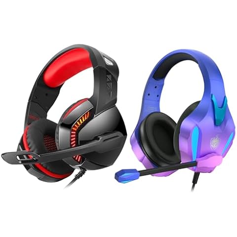PHOINIKAS PS4 Gaming Headset for PC PS5 PS4 Xbox One Stereo Headset with Stereo Sound, H3&H9 Gaming Over Ear Headphones with Mic(2PCS) Cover