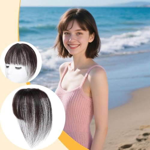 Flequillo postizo para disimular la calvicie de forma invisible con clips ajustables 3