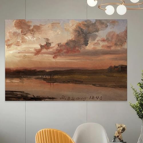Tableau J.C. Dahl L'Elbe le soir | Solution mur vide 50x75