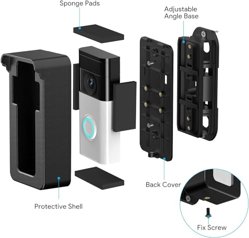 Adjustable Doorbell Angle Mount BITIWEND 45 to 135 Degree, Doorbell Bracket Compatible with Video Doorbell 4/3 Plus/3/2/1(2020-2021 Release/ Pro-Pro2), Doorbell Wall Holder with Rain Cover - Image 2