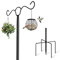 Bird Feeders Hanging Station Stand, 197cm Free Standing Feeding Poles Hangers for Garden Metal Heavy Duty Double Shephreds Crook Hook for Lanterns, Light, Wild Bird Feeder, 1 Pack