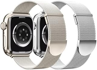 DigiHero 2 Pack Metal Strap Compatible with Apple Watch Straps 38mm 40mm 41mm 42mm 44mm 45mm 49mm for Women Men, Mesh Metal Loop Adjustable Strap Magnetic Wristband for iWatch Series 8 7 6 5 4 3 SE J
