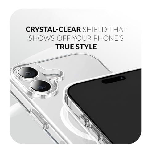 Image of ShieldTech Back Cover Case + Tempered Glass for Apple iPhone 16 Plus | Mag-Safe Compatible | Transparent Mobile Phone Back Cover Case for i Phone 16 Plus | i Phone 16Plus TPU Transparent Case Cover