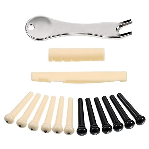 TecUnite Guitarra acústica Bridge Pins Puller Removedor Extractor Herramienta con Tuerca de Sillín de Guitarra y 12 Paquetes de Pines para Guitar Bridge