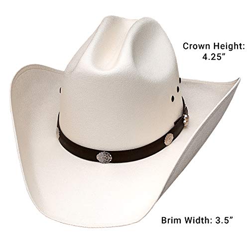 Western Express Natural Straw Cowboy Hat - Cattleman Style with Silver Conchos Band | Kids' Cowboy & Cowgirl Hat2