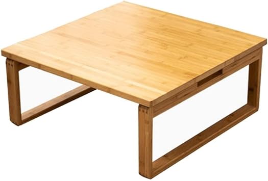 Foldable Low Table Bamboo Japanese-Style Coffee Table Square Tea Table Household Kang Small Dining Table Kids Art Meditation Table, for Tatami Bedroom Bay Window Size31.5*31.5*12.2in