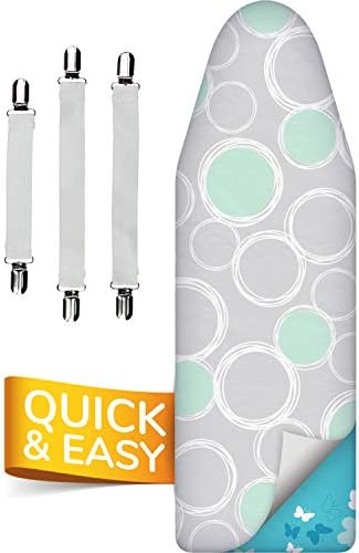 Super Soft 5 Layer Turbo Ironing Board Covers 125 x 45 cm - 50% faster with High Speed Steam Reflection, Made in EU, 100% Cotton Top, 122 x 38, 5 sizes, XL for Dimensions 120-125 x 40-45 cm